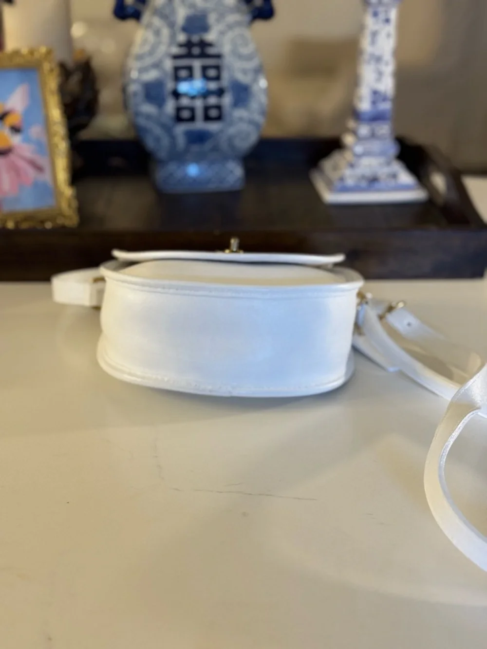 🤍 VINTAGE COACH WHITE LEATHER WATSON TURNLOCK CROSSBODY BAG #9981! - Picture 7 of 12